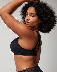 Push-Up Plunge Bra with Lace - BLACK | Soma Women