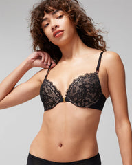 Push-Up Front-Close Bra with Lace - BLACK | Soma Women