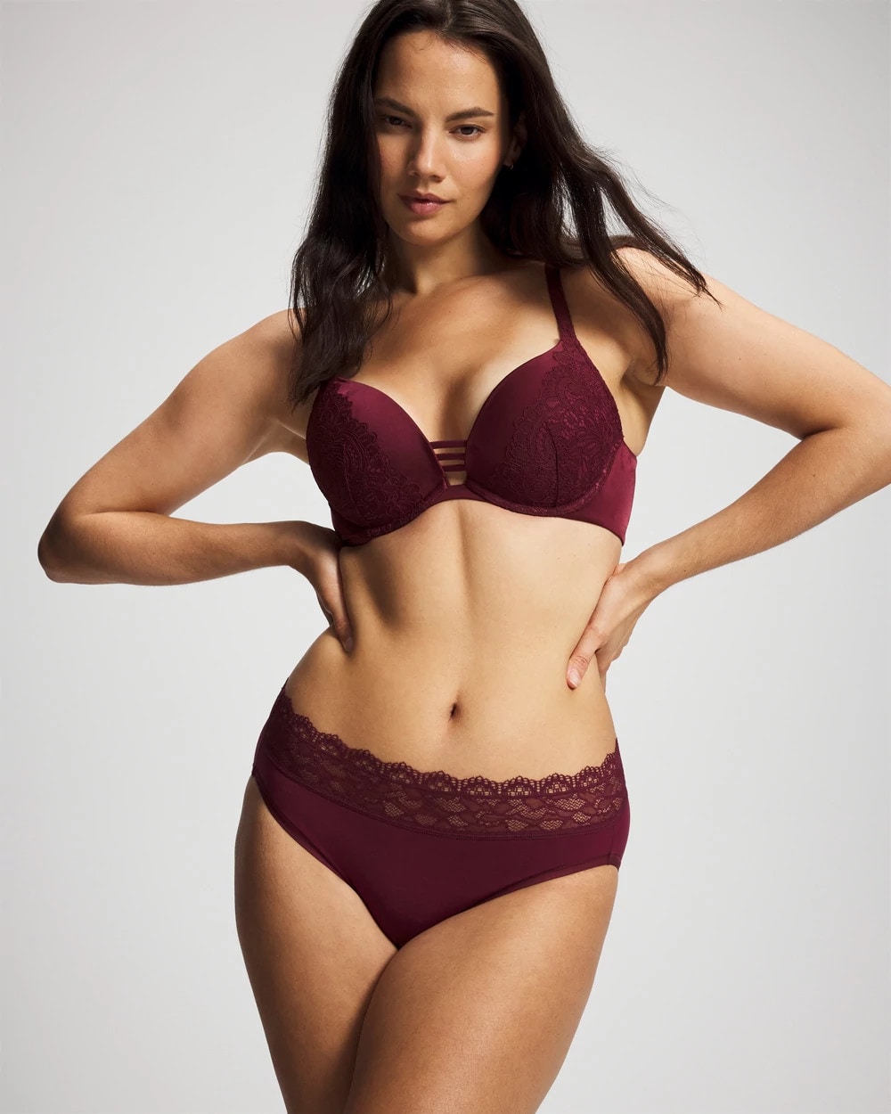 Push-up Plunge Bra with Lace - VELVET PLUM | Soma Women