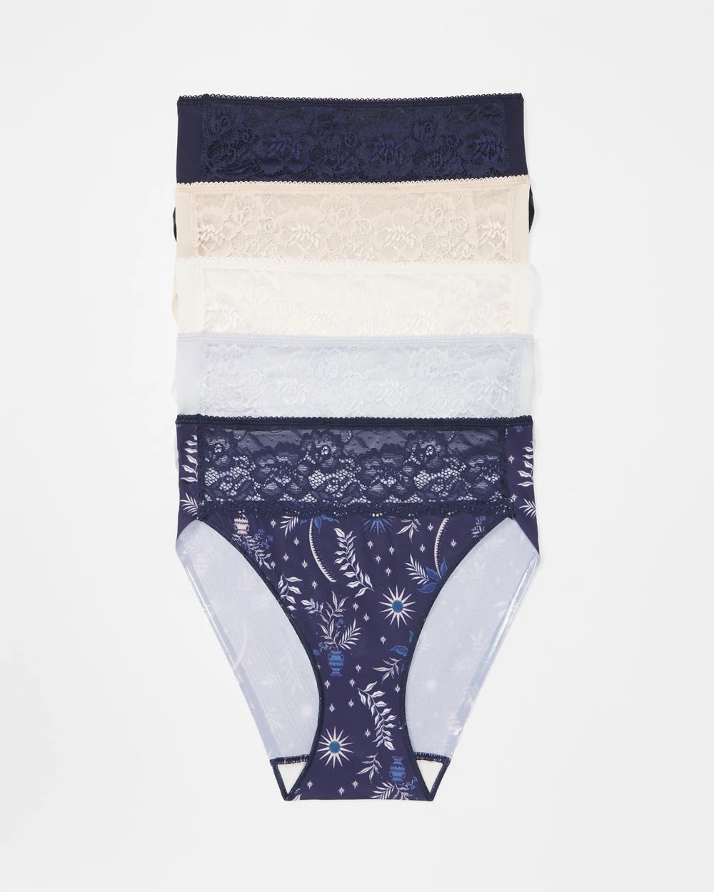 Edge High-Leg Brief Panty with Lace 5 Pack - BOTANICAL TILE MULTI PACK | Soma Women