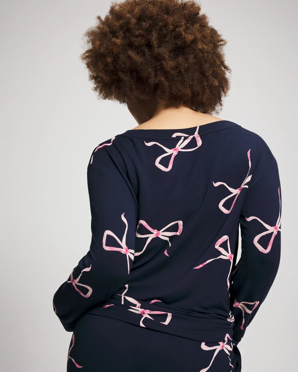 Long-Sleeve Pajama Top - BELOVED BOWS GRAND NAVY | Soma Women