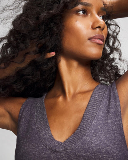 V-Neck Pajama Tank - GRAY INK/PEARLED IVORY | Soma Women