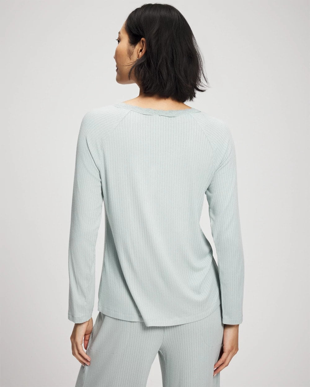 Pointelle Long Sleeve Pajama Top - GREEN MIST | Soma Women