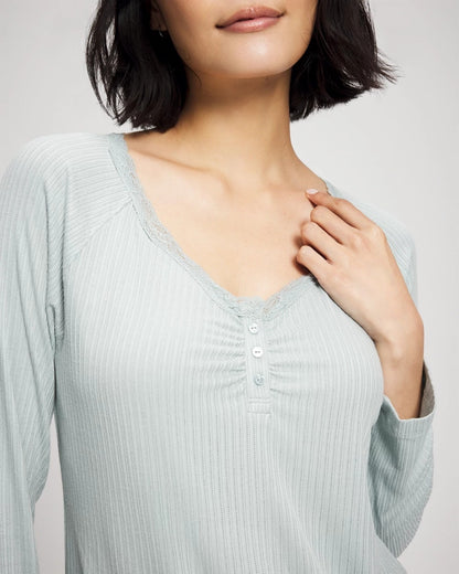 Pointelle Long Sleeve Pajama Top - GREEN MIST | Soma Women