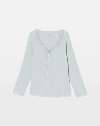 Pointelle Long Sleeve Pajama Top - GREEN MIST | Soma Women