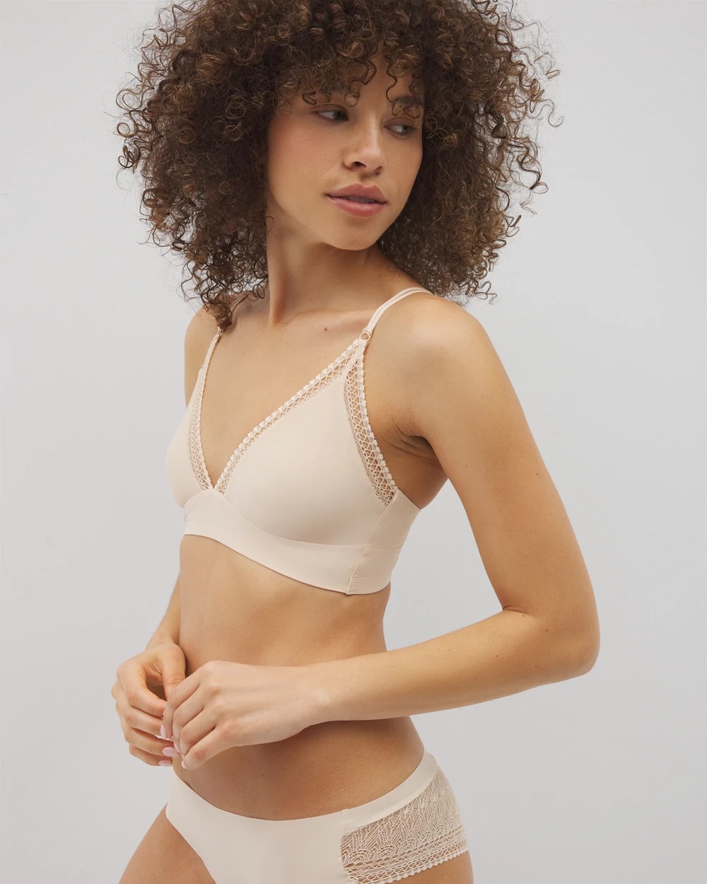 Geo Lace Trim Bralette - PALE SAND | Soma Women