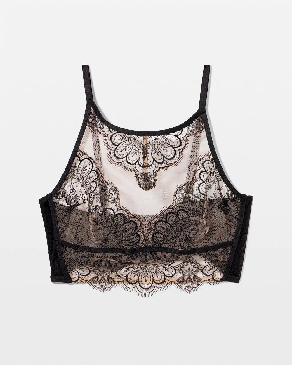 Tattoo Lace Embroidered High Neck Bralette - BLACK W/ SANDALWOOD | Soma Women