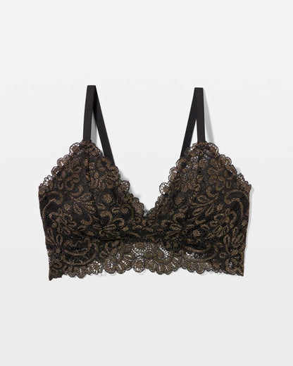Lace Bralette - BLACK W/ GOLD FILL | Soma Women