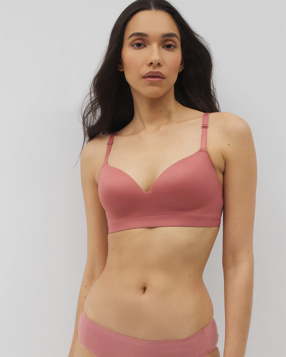 Luxe Wireless Bra with Lace Back - CLAY ROSE | Soma Women