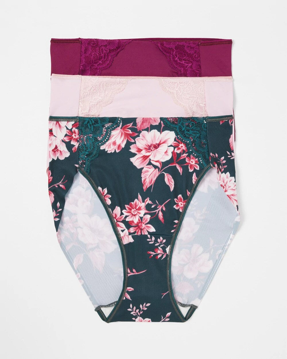 High-Leg Brief Panty with Lace 3 Pack - COTTAGE FLORAL MULTI PACK | Soma Women