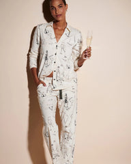 Long-Sleeve Notch Collar Pajama Top - FIZZ THE SEASON FOIL | Soma Women