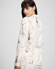 Long-Sleeve Notch Collar Pajama Top - FIZZ THE SEASON FOIL | Soma Women