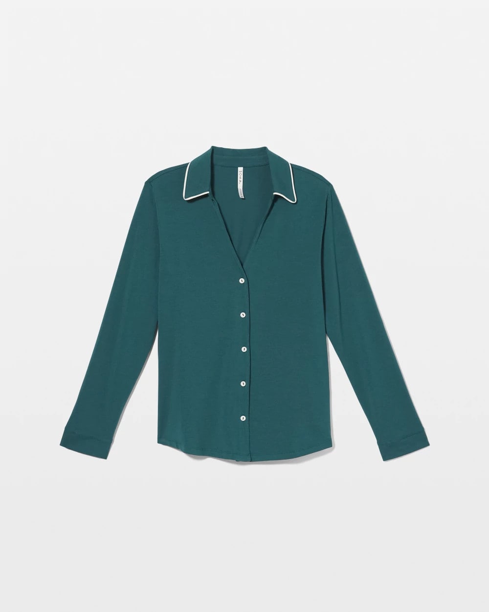 Long-Sleeve Notch Collar Pajama Top - DEEP TEAL | Soma Women