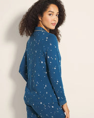 Long-Sleeve Notch Collar Pajama Top - INTO THE NIGHT BLUE | Soma Women