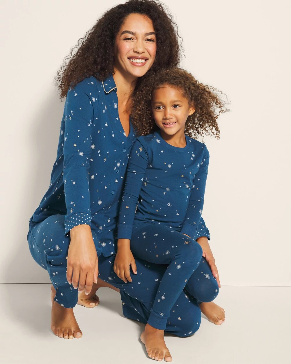 Long-Sleeve Notch Collar Pajama Top - INTO THE NIGHT BLUE | Soma Women