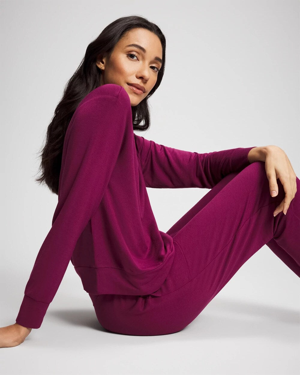 Long-Sleeve Pajama Top - POMEGRANATE WINE | Soma Women