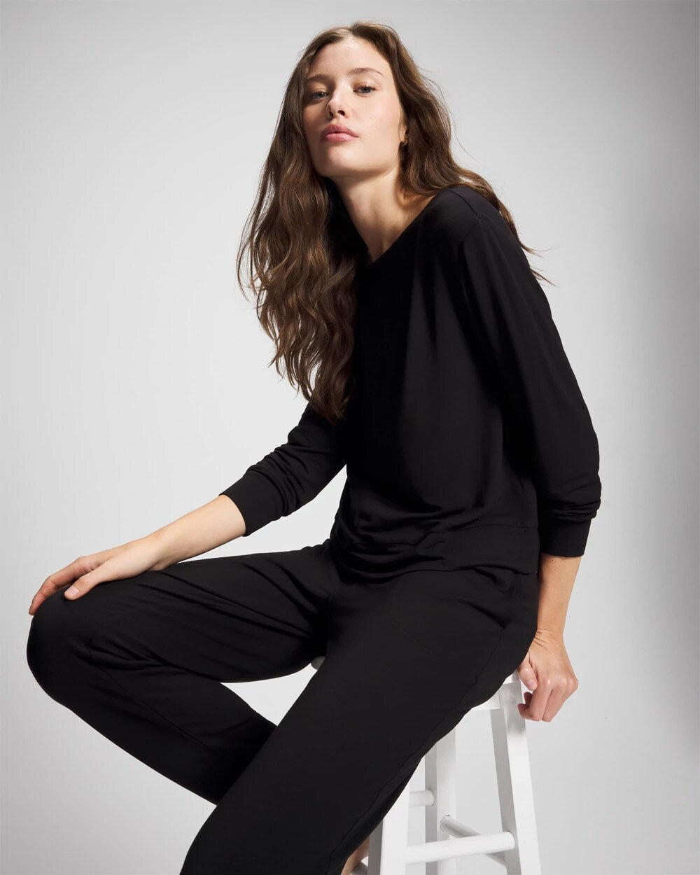 Long-Sleeve Pajama Top - BLACK | Soma Women