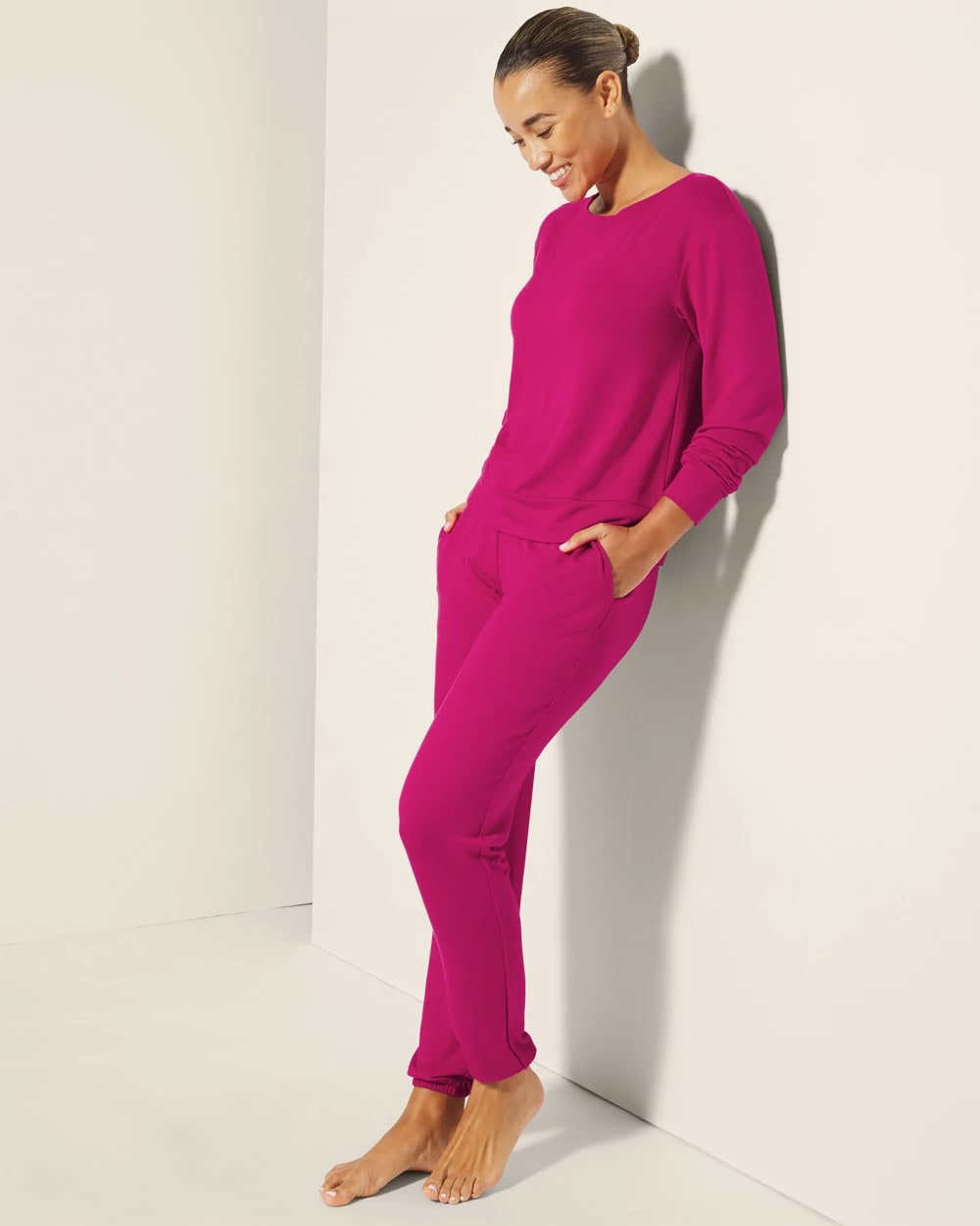 Long-Sleeve Pajama Top - PINK COSMO | Soma Women