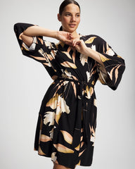 Short Robe - MYSTIC BLOOMS BLACK MID | Soma Women