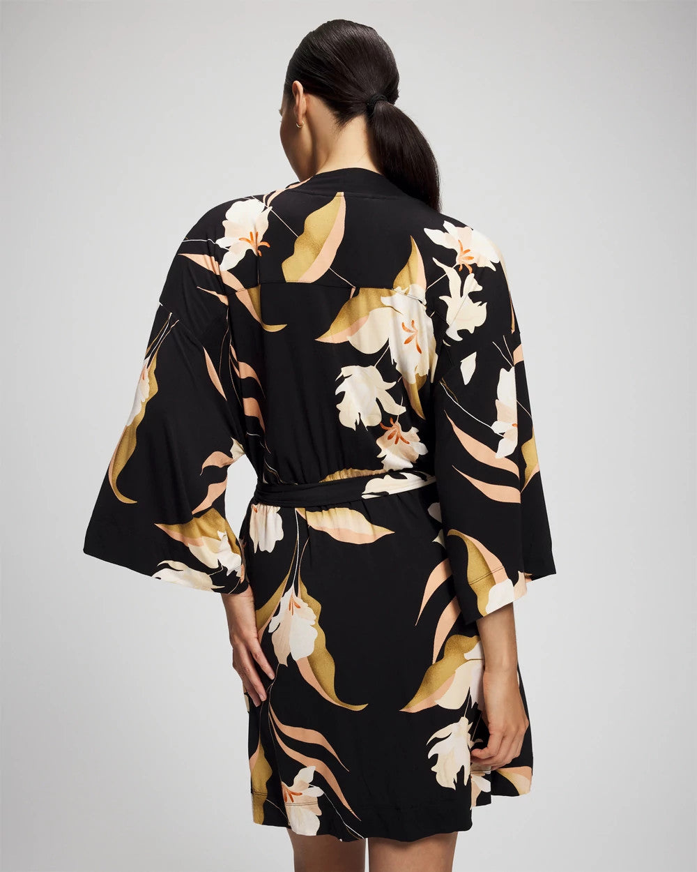 Short Robe - MYSTIC BLOOMS BLACK MID | Soma Women