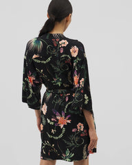 Short Robe - PARADISE PLUMES BLACK | Soma Women