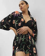 Short Robe - PARADISE PLUMES BLACK | Soma Women