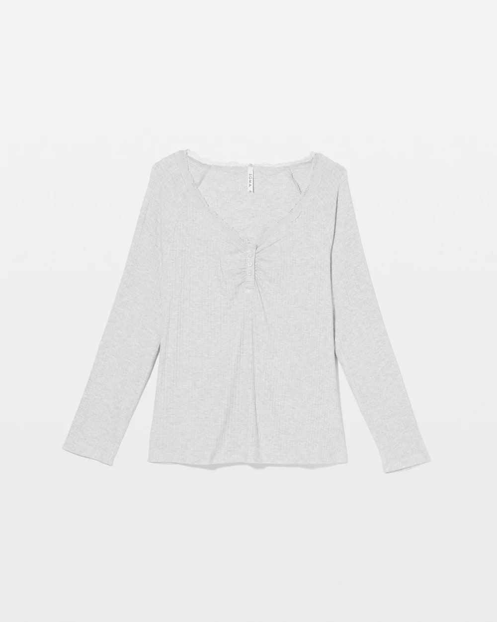 Pointelle Long Sleeve Pajama Top - HEATHER FROST | Soma Women