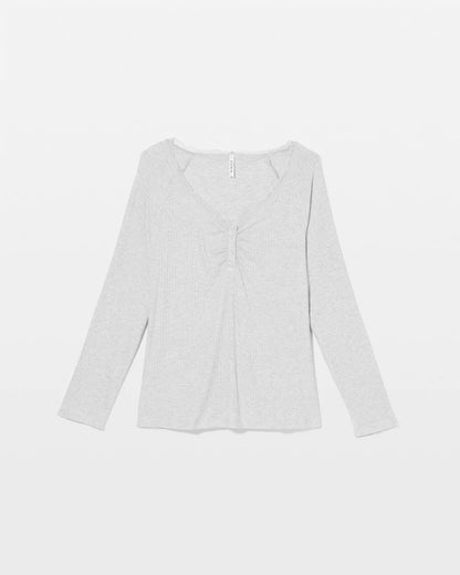 Pointelle Long Sleeve Pajama Top - HEATHER FROST | Soma Women