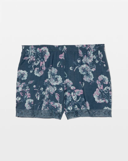 Lace-Trim Pajama Shorts - FLORA SHIMMER PETROL | Soma Women