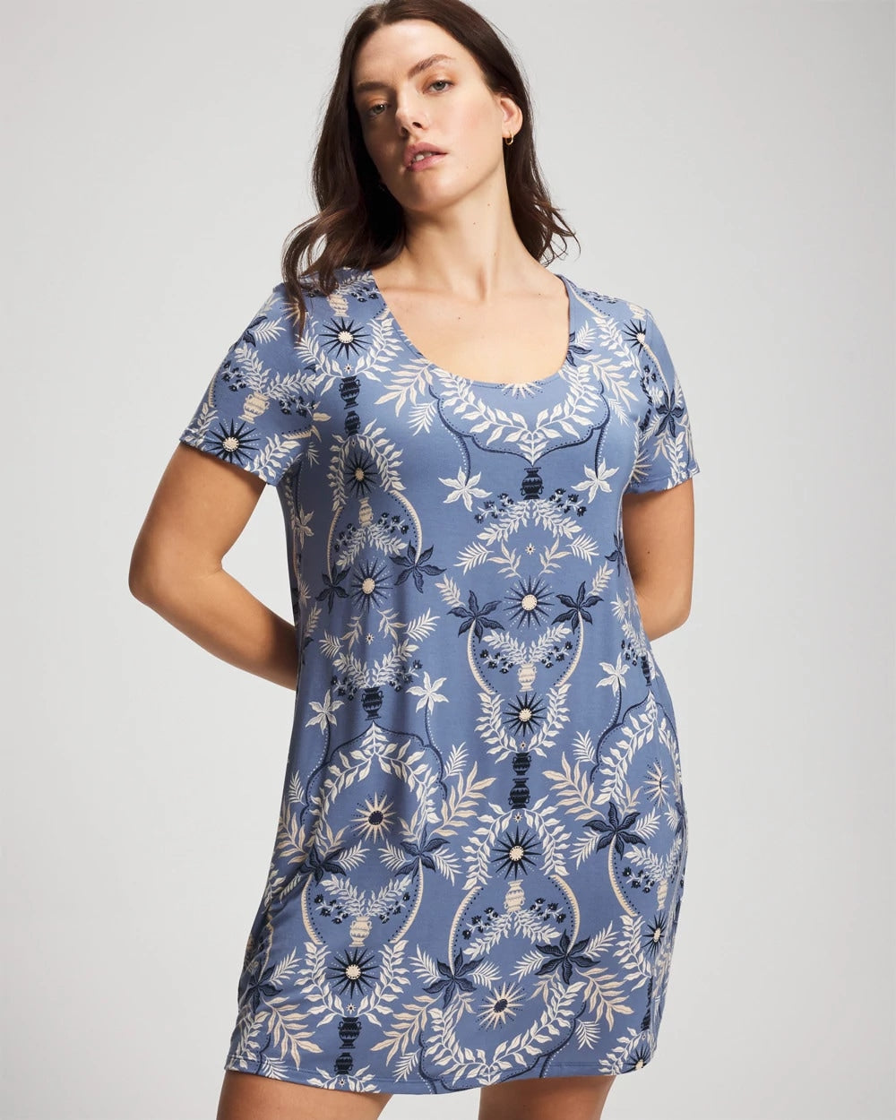 Short Sleeve Scoop Neck Sleepshirt - BOTANICAL TILE SUNDOWN | Soma Women