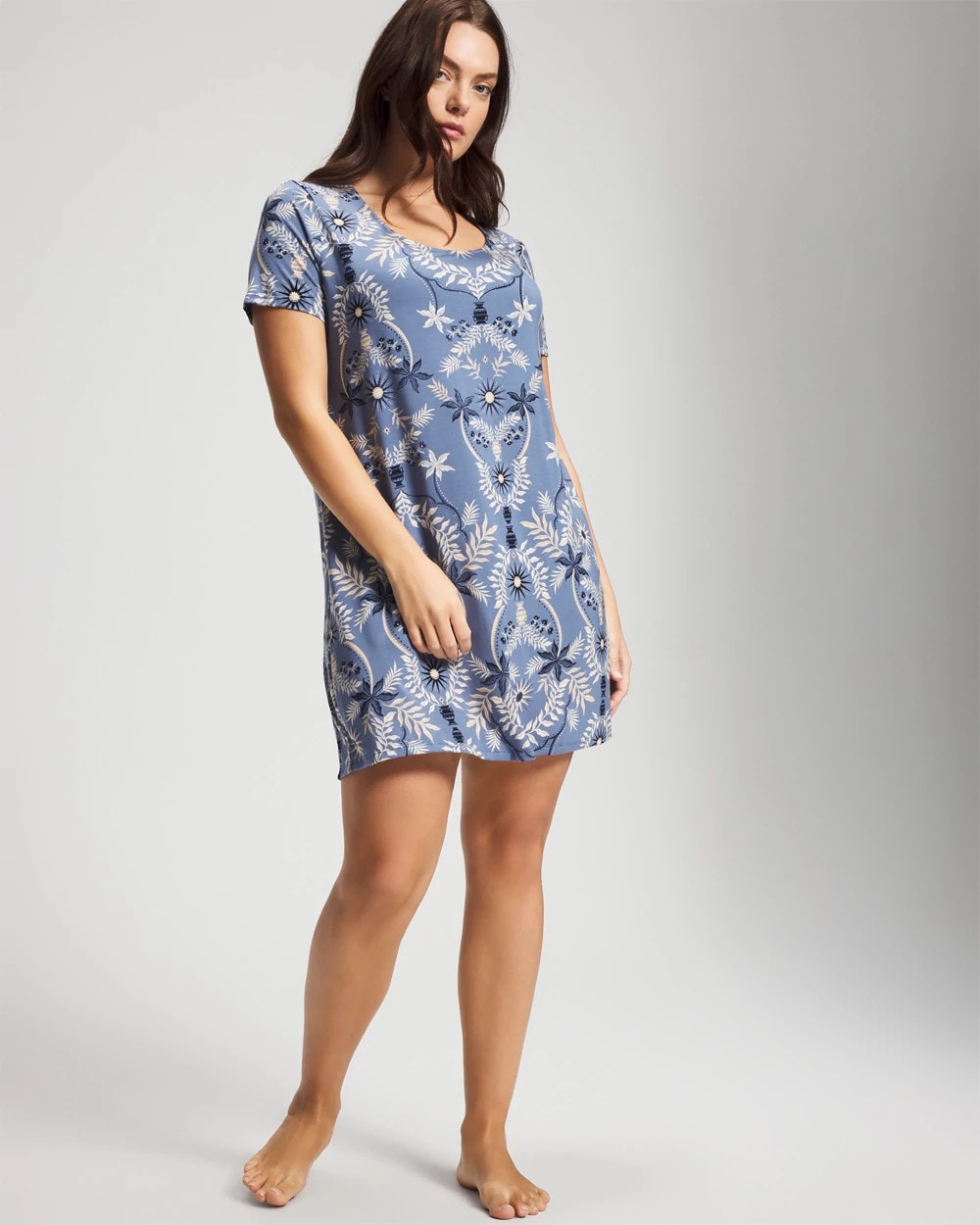 Short Sleeve Scoop Neck Sleepshirt - BOTANICAL TILE SUNDOWN | Soma Women
