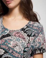 Short Sleeve Scoop Neck Sleepshirt - REGAL PAISLEY BLACK | Soma Women