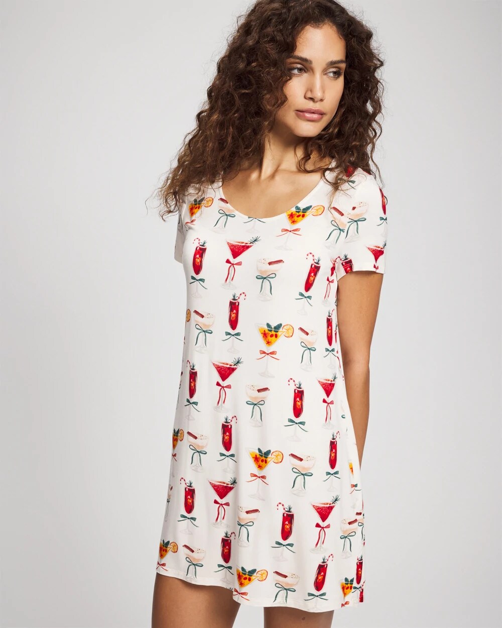 Short Sleeve Scoop Neck Sleepshirt - MERRY MIXES CHAMP | Soma Women