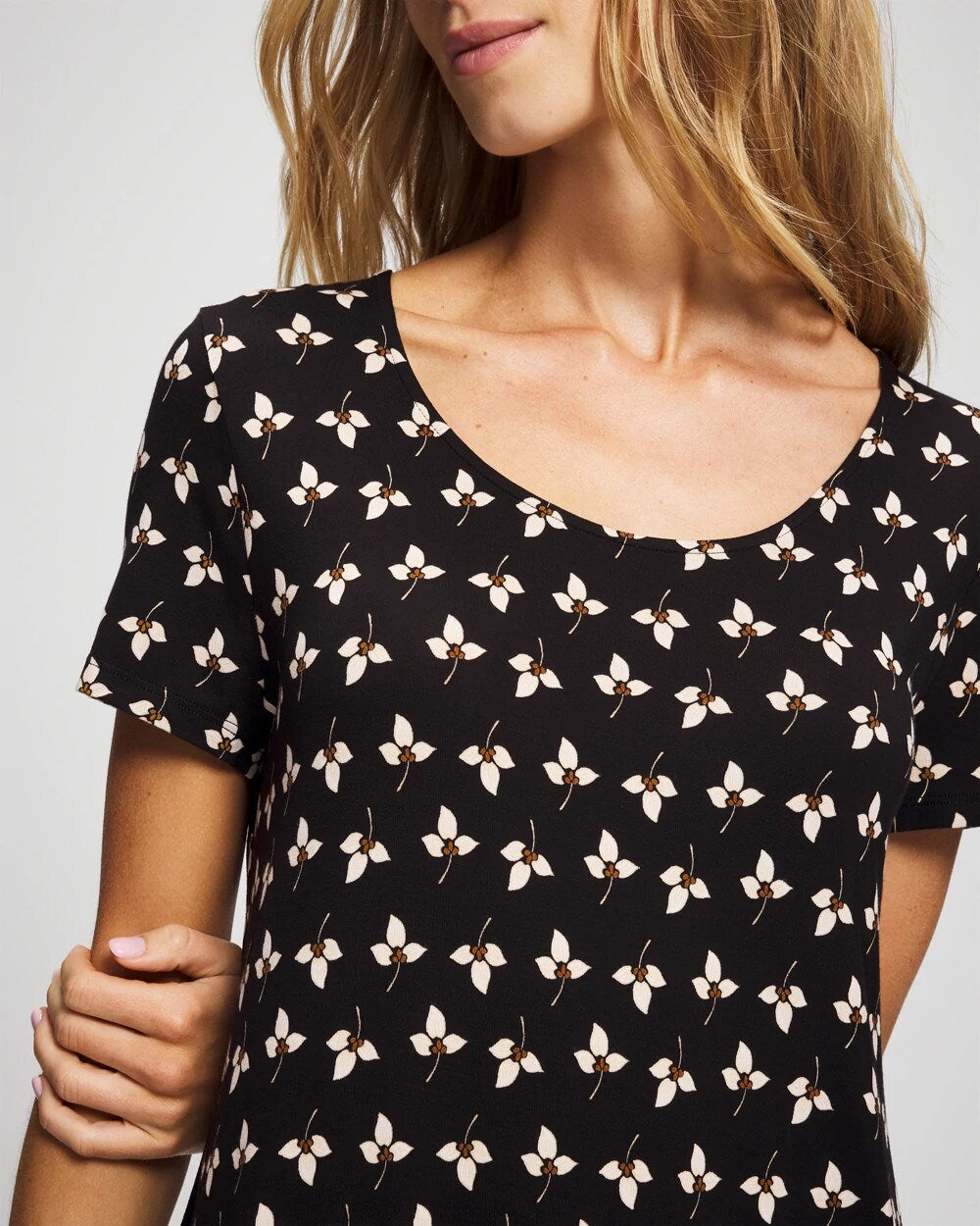 Short Sleeve Scoop Neck Sleepshirt - PEACEFUL PETALS BLACK | Soma Women