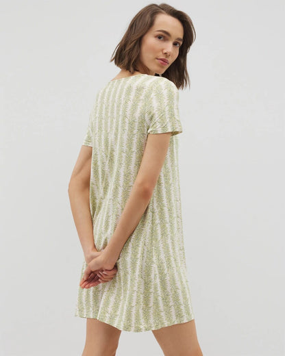Short Sleeve Scoop Neck Sleepshirt - CHILL STRIPE CHAMPAGNE | Soma Women