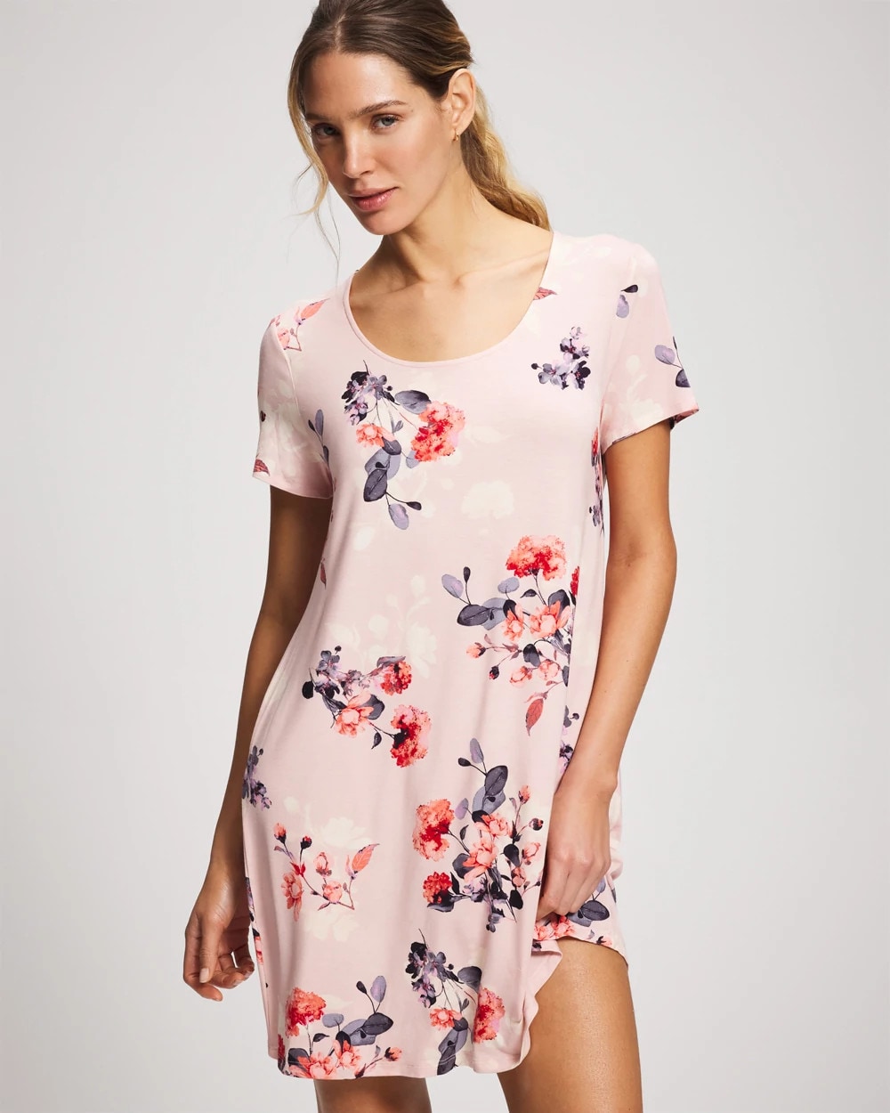 Short Sleeve Scoop Neck Sleepshirt - FLORAL DREAMS PINK BLUSH | Soma Women