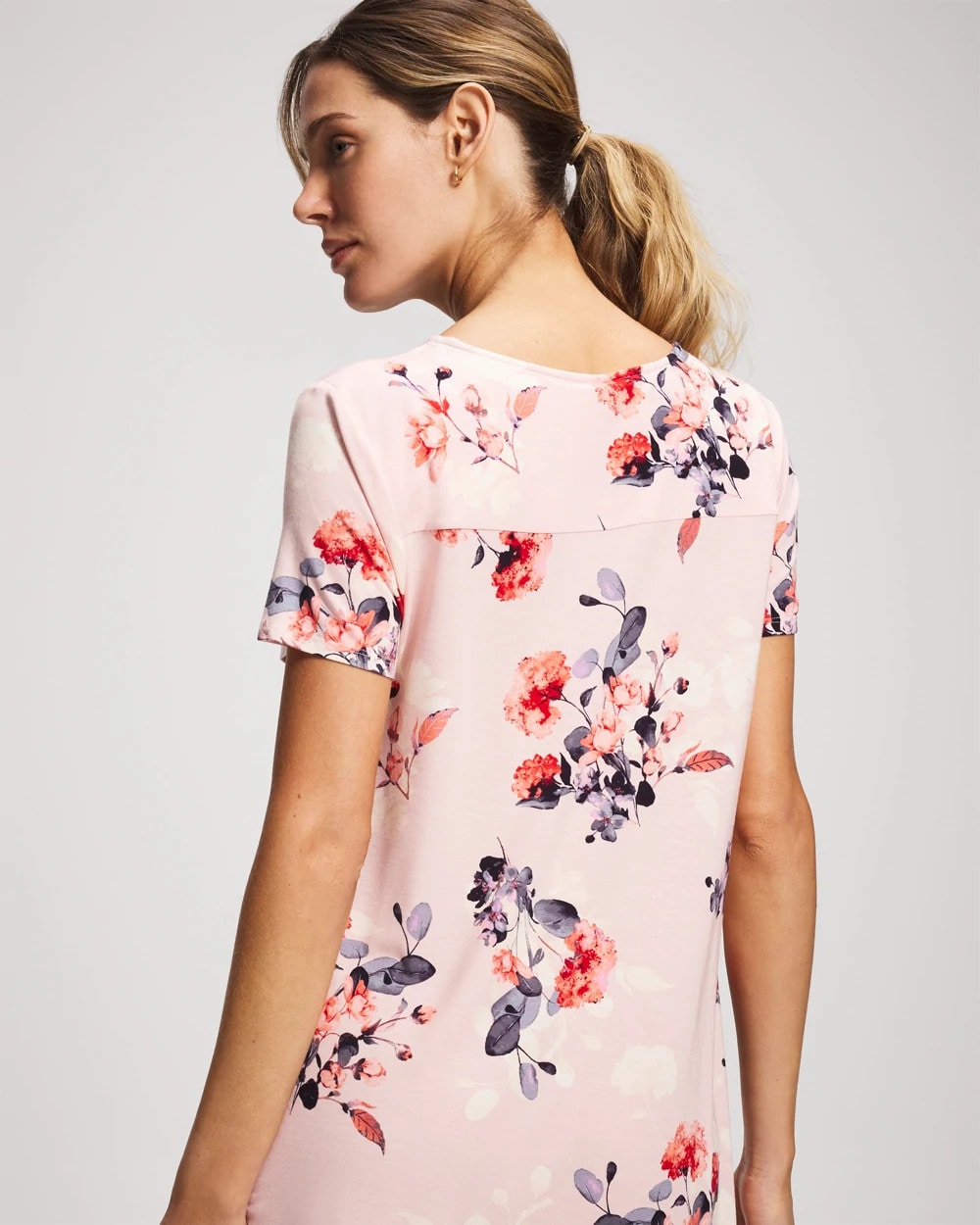 Short Sleeve Scoop Neck Sleepshirt - FLORAL DREAMS PINK BLUSH | Soma Women
