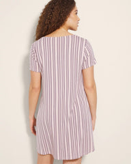Short Sleeve Scoop Neck Sleepshirt - AMITY STRIPE SEPIA ROSE | Soma Women