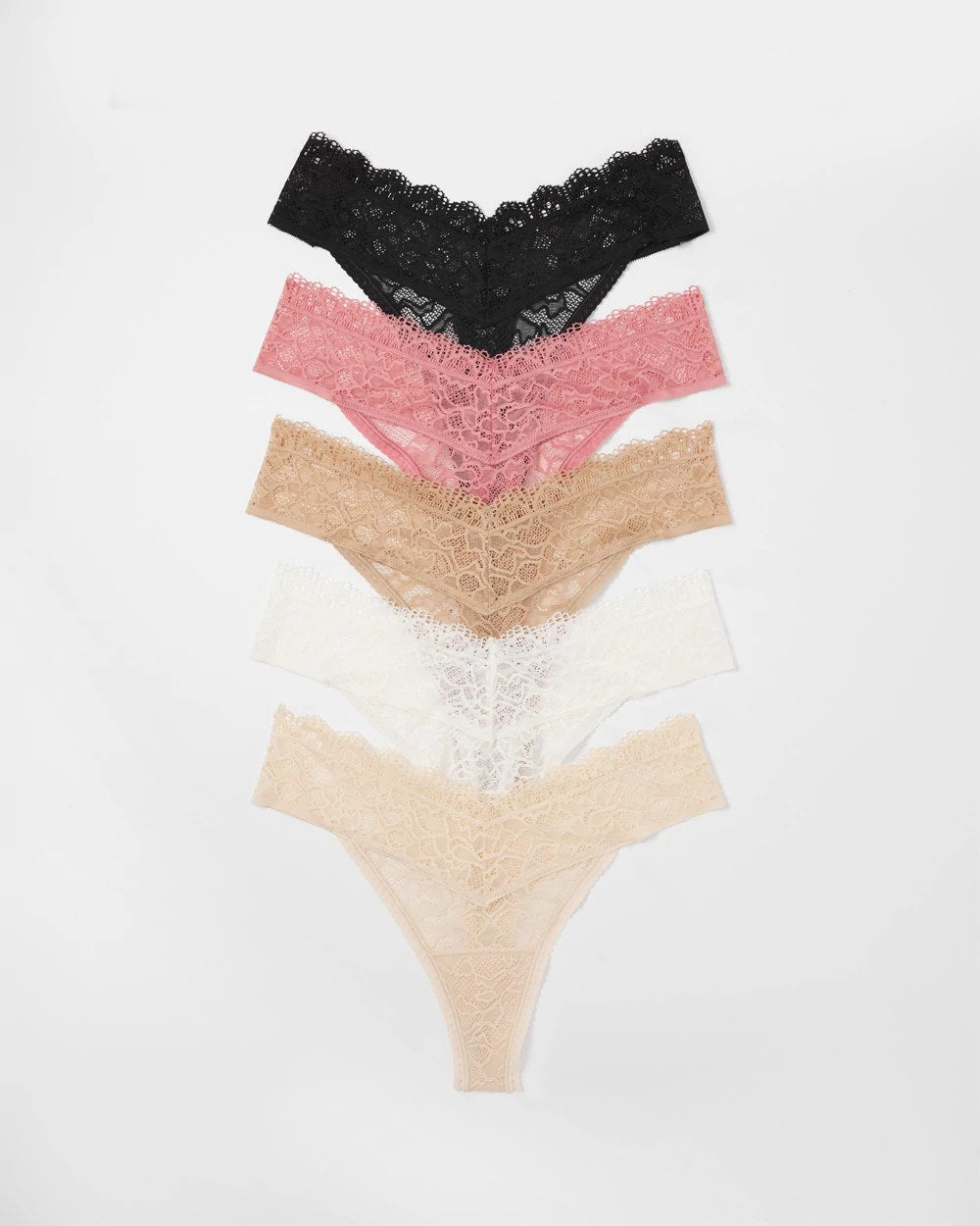 Thong Panty with Enchanting Lace 5 Pack - ANTIQUE PINK MULTI PACK | Soma Women