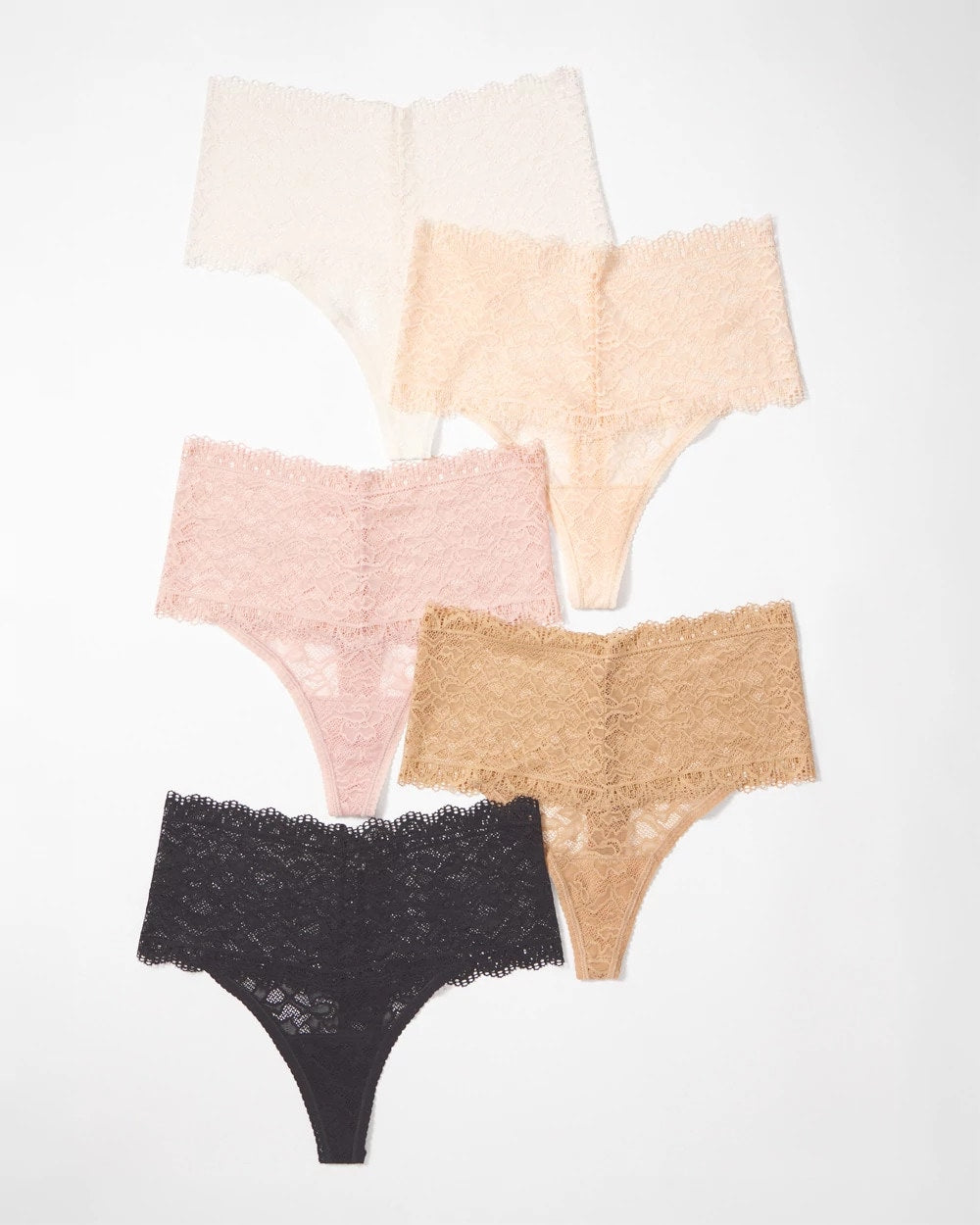 High-Waist Thong Panty with Enchanting Lace 5 Pack - BASIC MULTI PACK | Soma Women