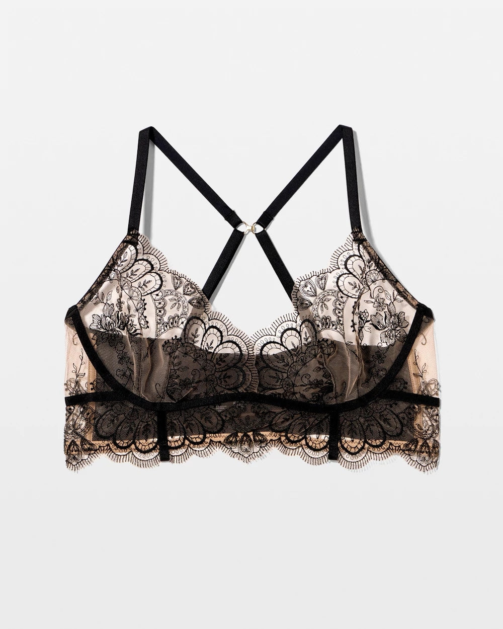 Tattoo Lace Embroidered Bralette - BLACK | Soma Women