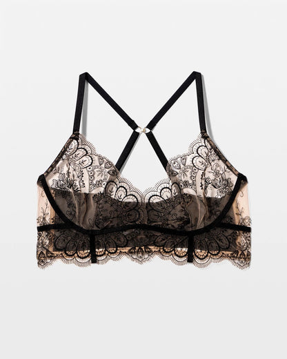 Tattoo Lace Embroidered Bralette - BLACK | Soma Women