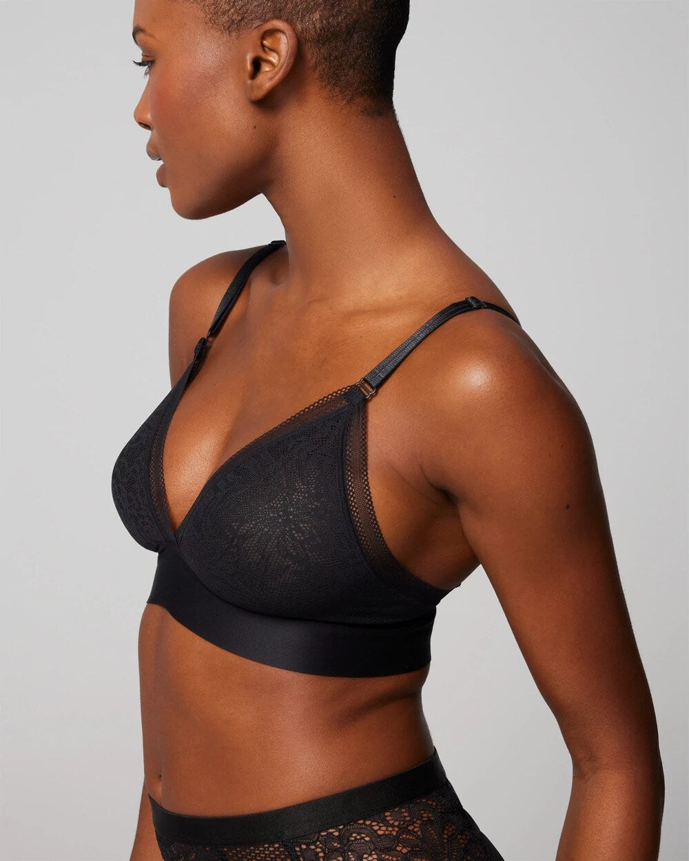 Triangle Bralette with Lace - BLACK | Soma Women