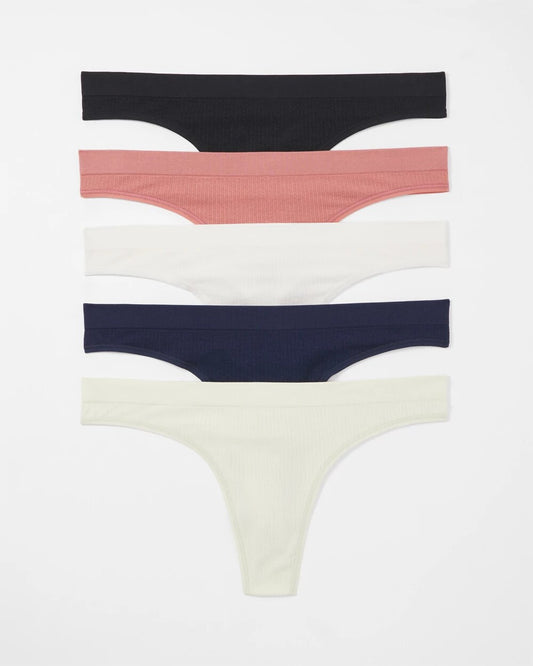 Rib Thong Panty 5 Pack - ALOE WASH MULTIPACK | Soma Women
