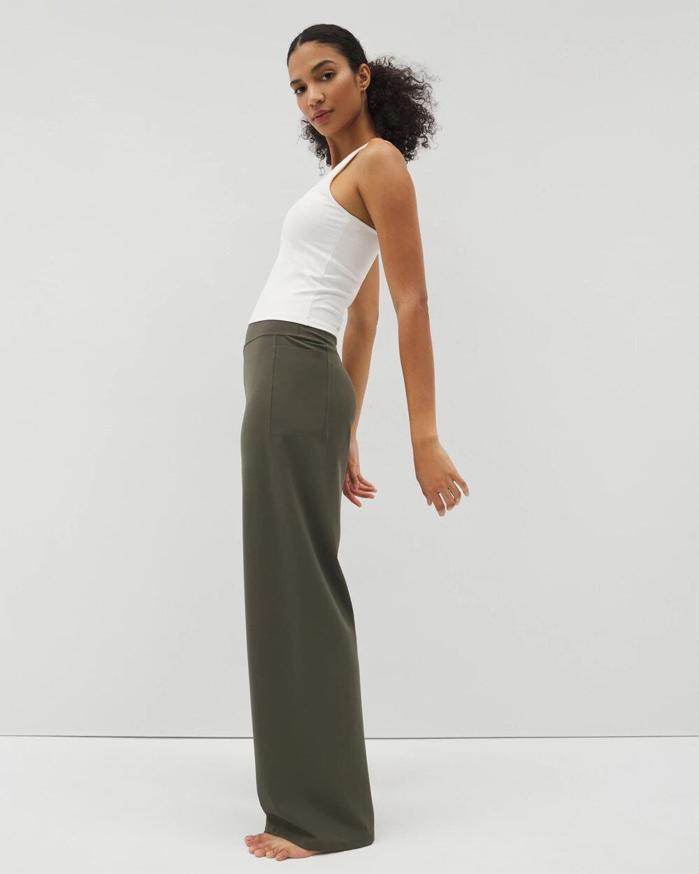 High-Waist Wide-Leg Pants - DARK GRAY OLIVE | Soma Women