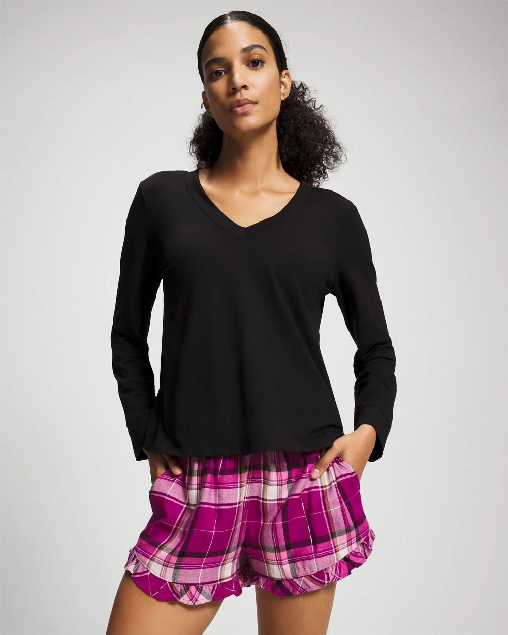 Pajama Set - FASHIONABLY PLAID MAGENTA | Soma Women