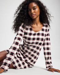Long-Sleeve Sleepshirt - DREAMSCAPE PLAID BLACK | Soma Women
