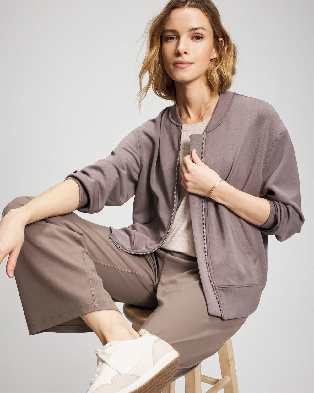 Modern Modal Bomber Jacket - DARK TAUPE | Soma Women