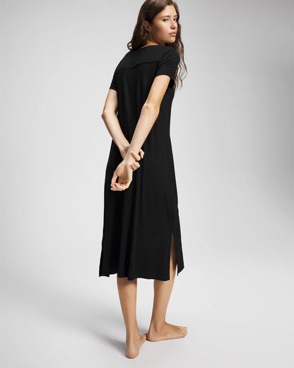 Short Sleeve Long Sleepshirt - BLACK | Soma Women