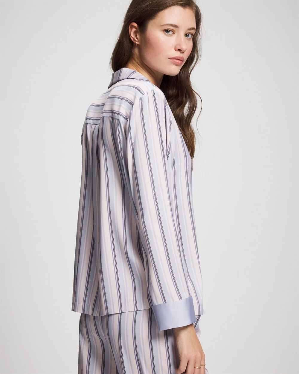 Long-Sleeve Notch Collar - RELAX STRIPE BLUE OPAL | Soma Women